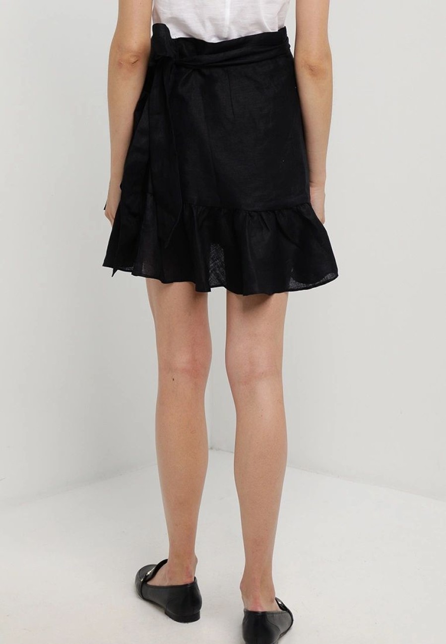 Women * | Banana Republic Belted Wrap Linen Mini Skirt