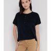 Women * | Banana Republic Short Sleeves Supima Boxy Henley Top