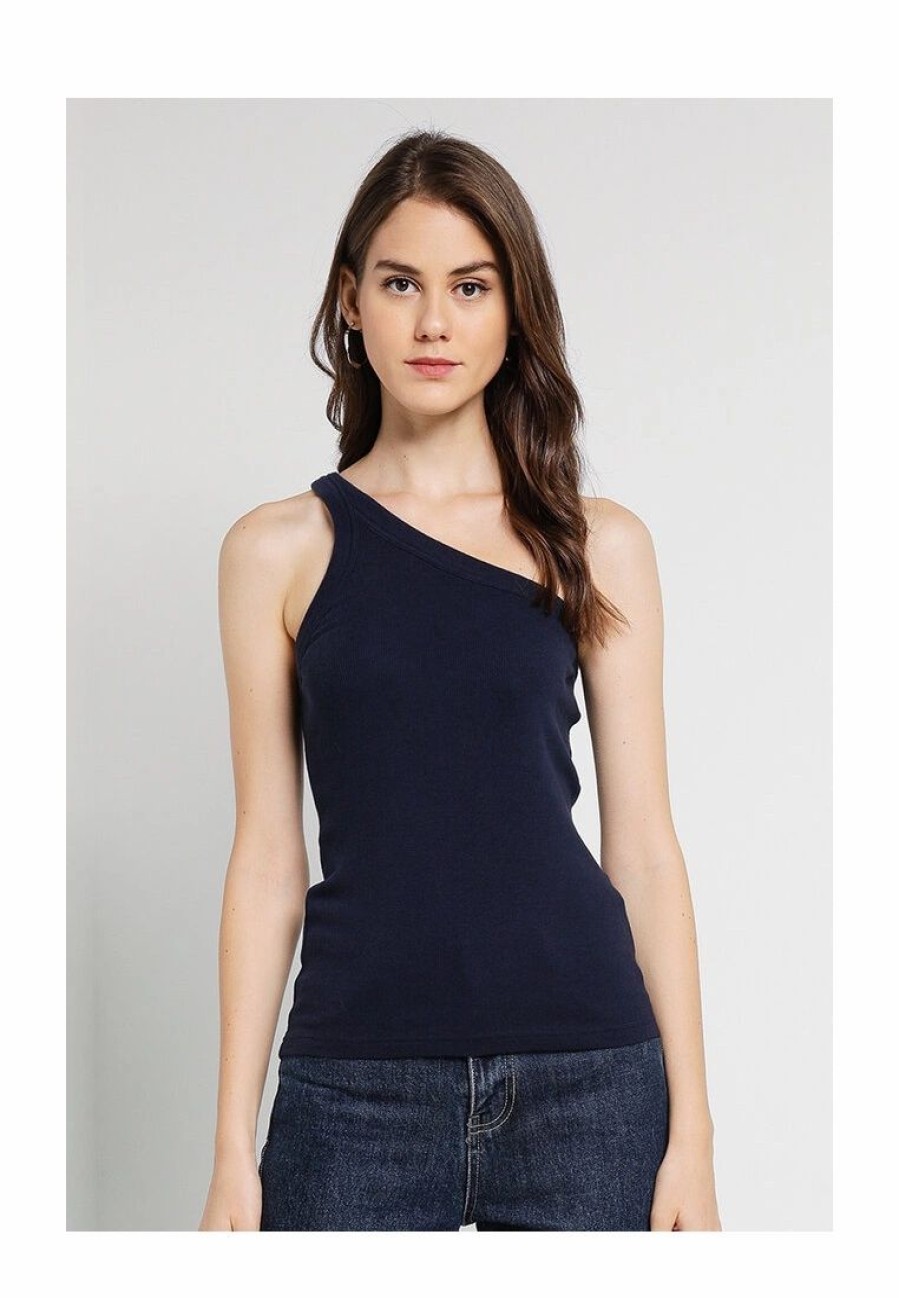 Women * | Banana Republic Cotton Rib One Shoulder Top