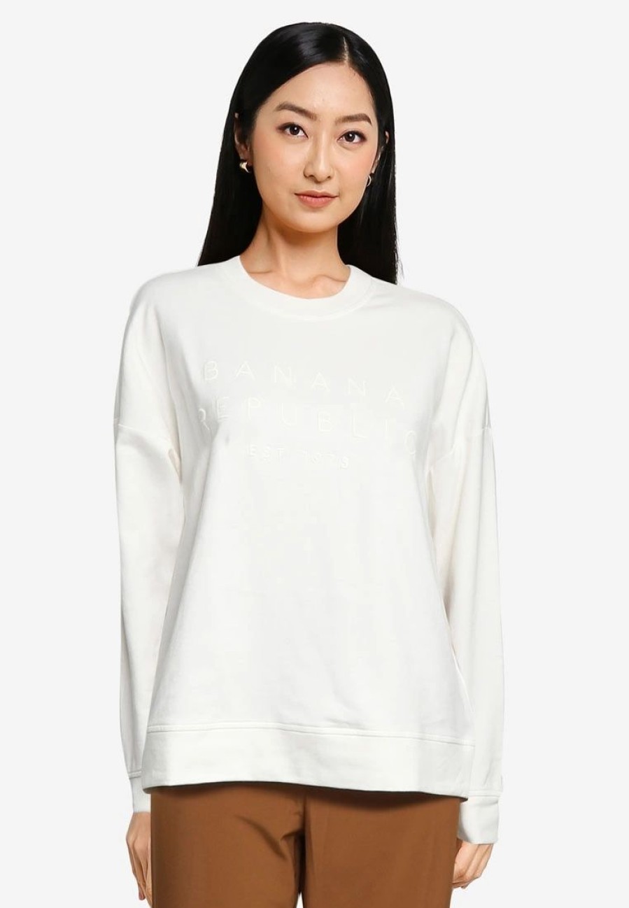 Women * | Banana Republic Long Sleeve Logo Sweatshirt