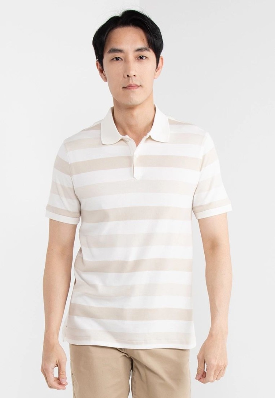 Men * | Banana Republic Allover Stripe Perf Lux Polo Shirt