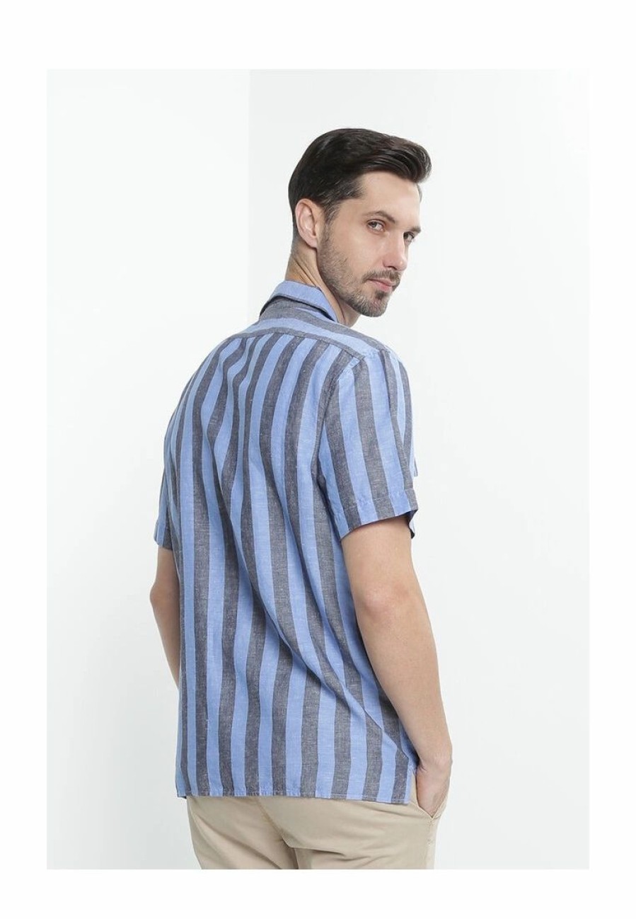 Men * | Banana Republic Cotton Linen Stripe Resort Shirt