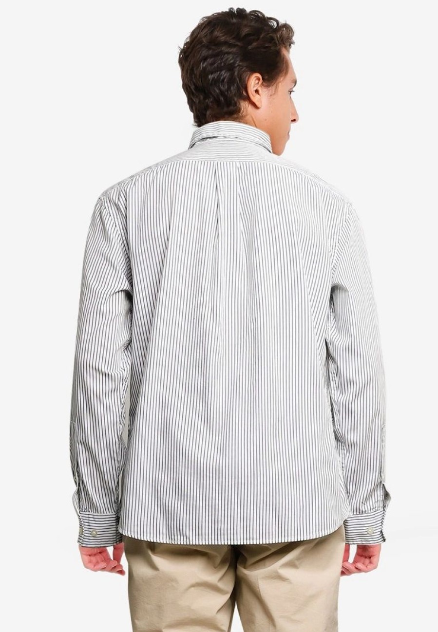 Men * | Banana Republic Untucked Striped Luxe Poplin Shirt