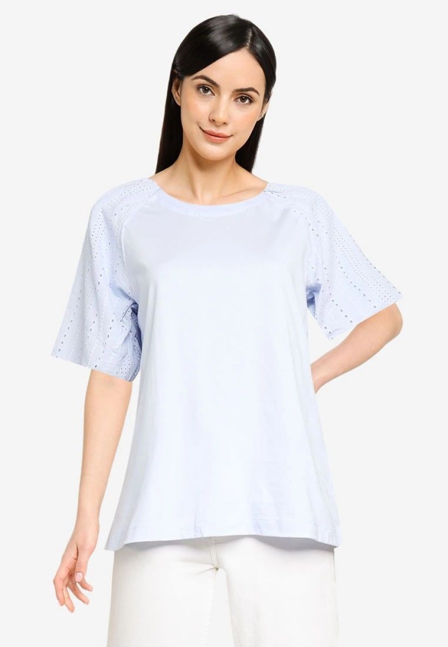 Women * | Banana Republic Puffed Sleeves Embroidery Blouse