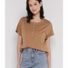 Women * | Banana Republic Short Sleeves Supima Boxy Henley Top