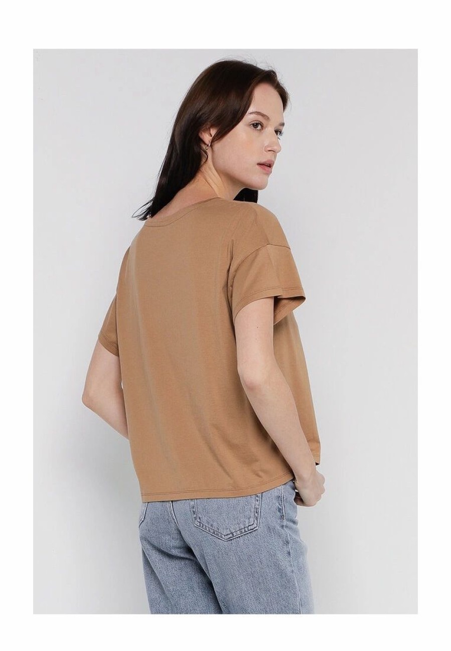 Women * | Banana Republic Short Sleeves Supima Boxy Henley Top