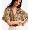 Women * | Banana Republic Ramie Shirred Tie Neck Top