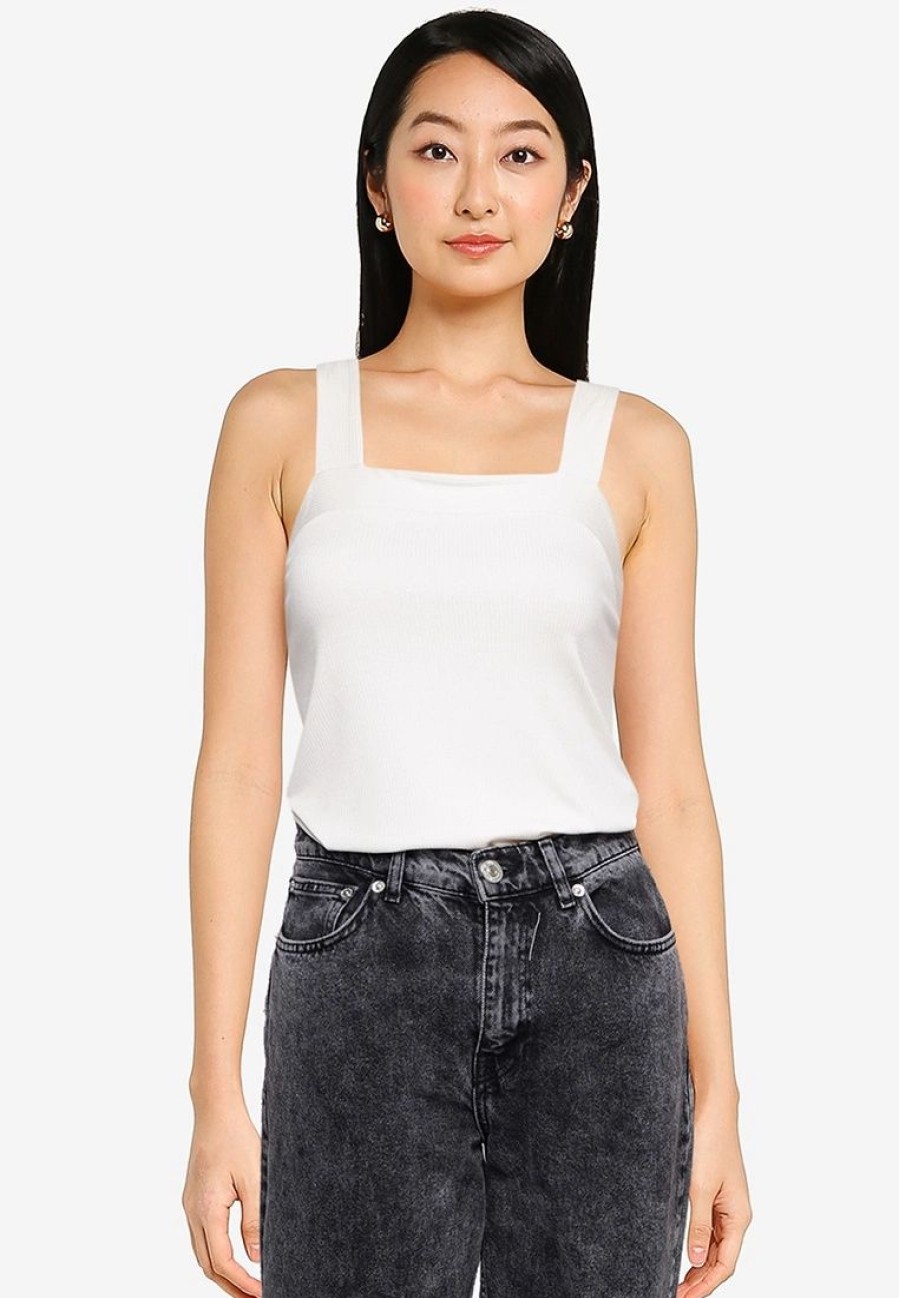 Women * | Banana Republic Rib Square Neck Cross Back Tank Top