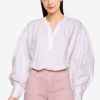 Women * | Banana Republic Long Sleeve Volume Sleeve Poplin Top