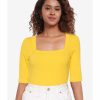 Women * | Banana Republic Cotton Rib Square Neck Top