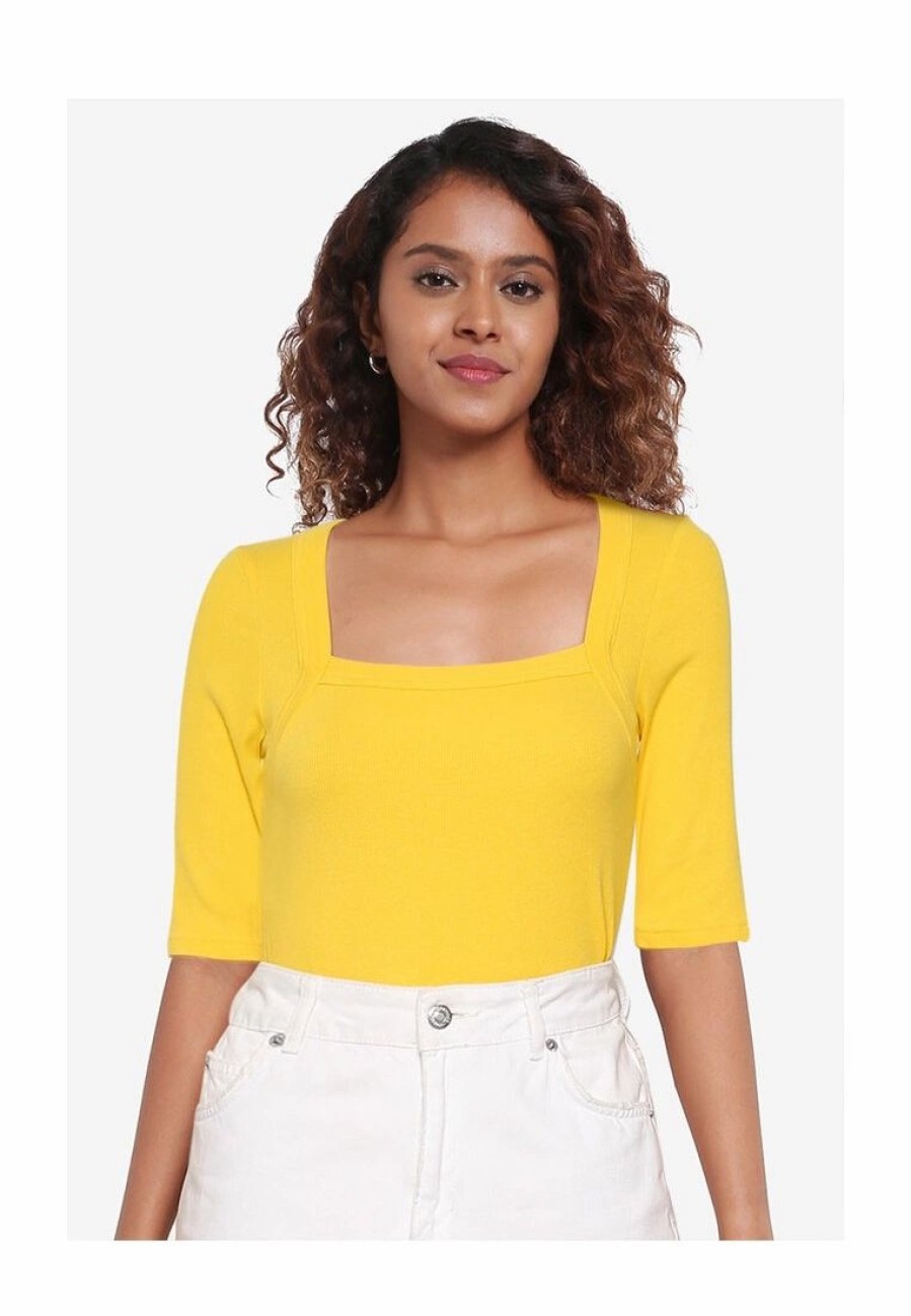 Women * | Banana Republic Cotton Rib Square Neck Top