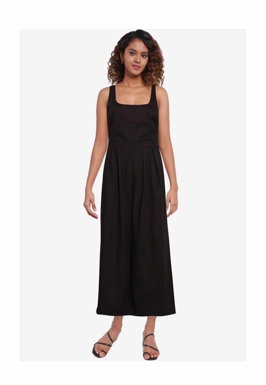 Women * | Banana Republic Sleeveless Linen Square Neck Jumpsuit