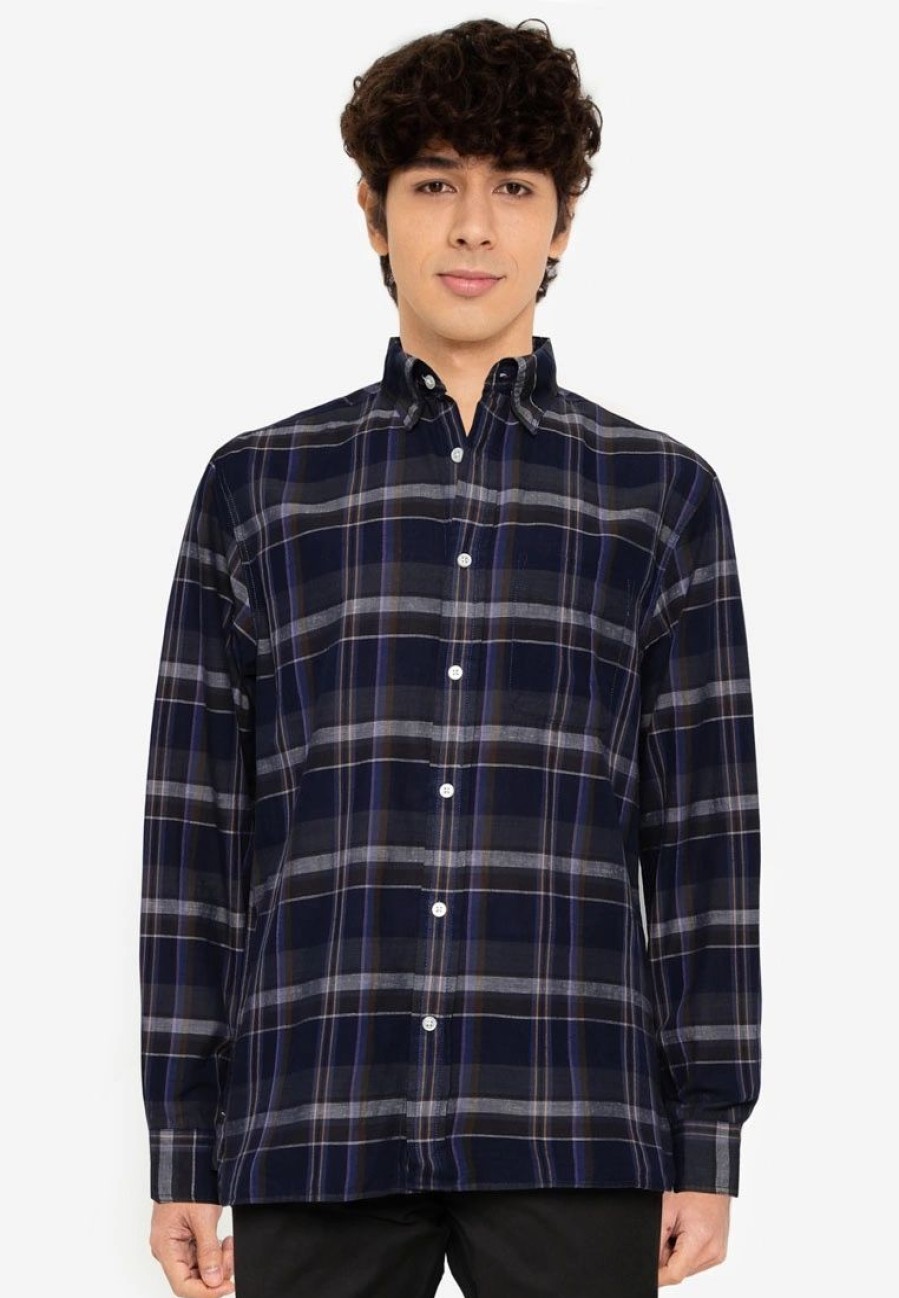 Men * | Banana Republic Crinkle Plaid Shirt