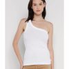 Women * | Banana Republic Cotton Rib One Shoulder Top