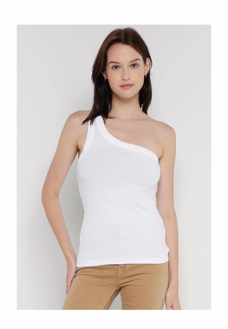 Women * | Banana Republic Cotton Rib One Shoulder Top