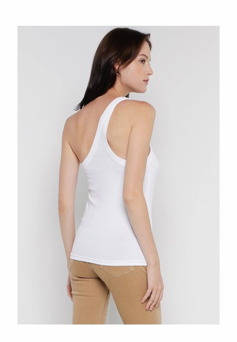 Women * | Banana Republic Cotton Rib One Shoulder Top