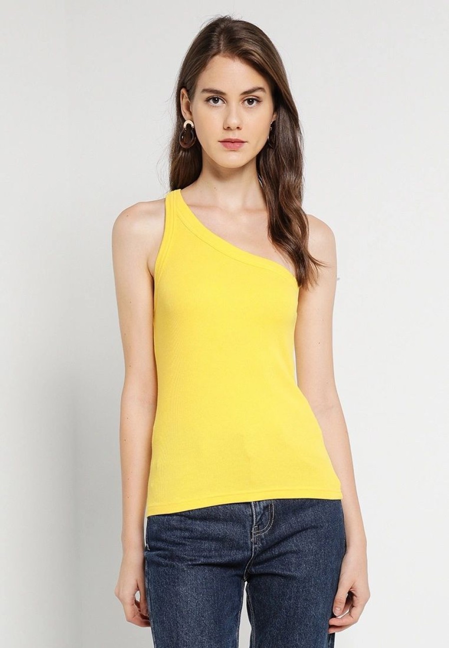 Women * | Banana Republic Cotton Rib One Shoulder Top