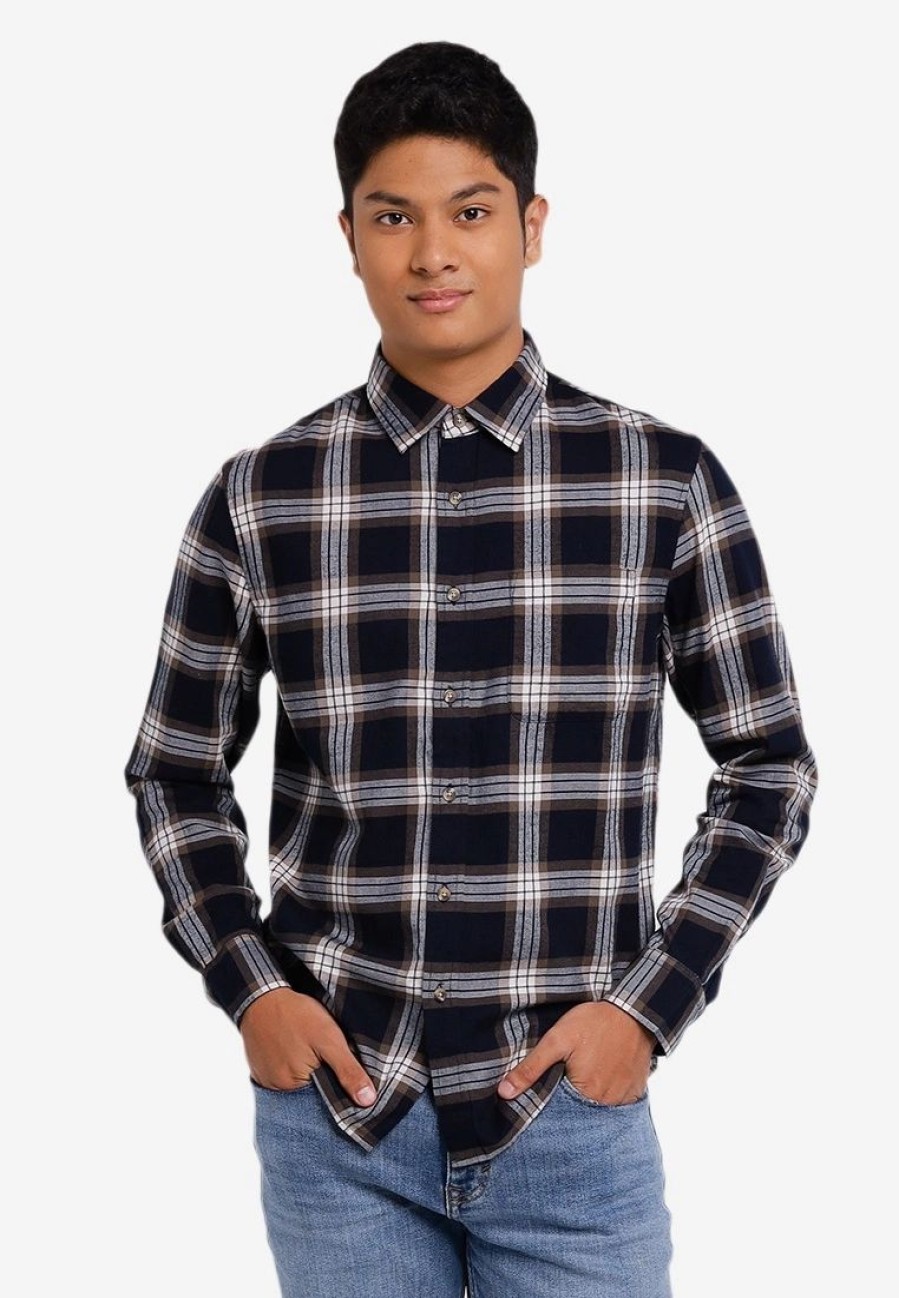 Men * | Banana Republic Long Sleeves Untucked Lightweight Flannel Shirt