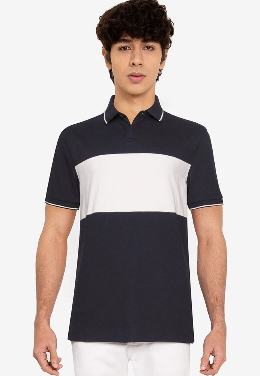 Men * | Banana Republic Lux Jacquard Chest Stripe Polo Shirt