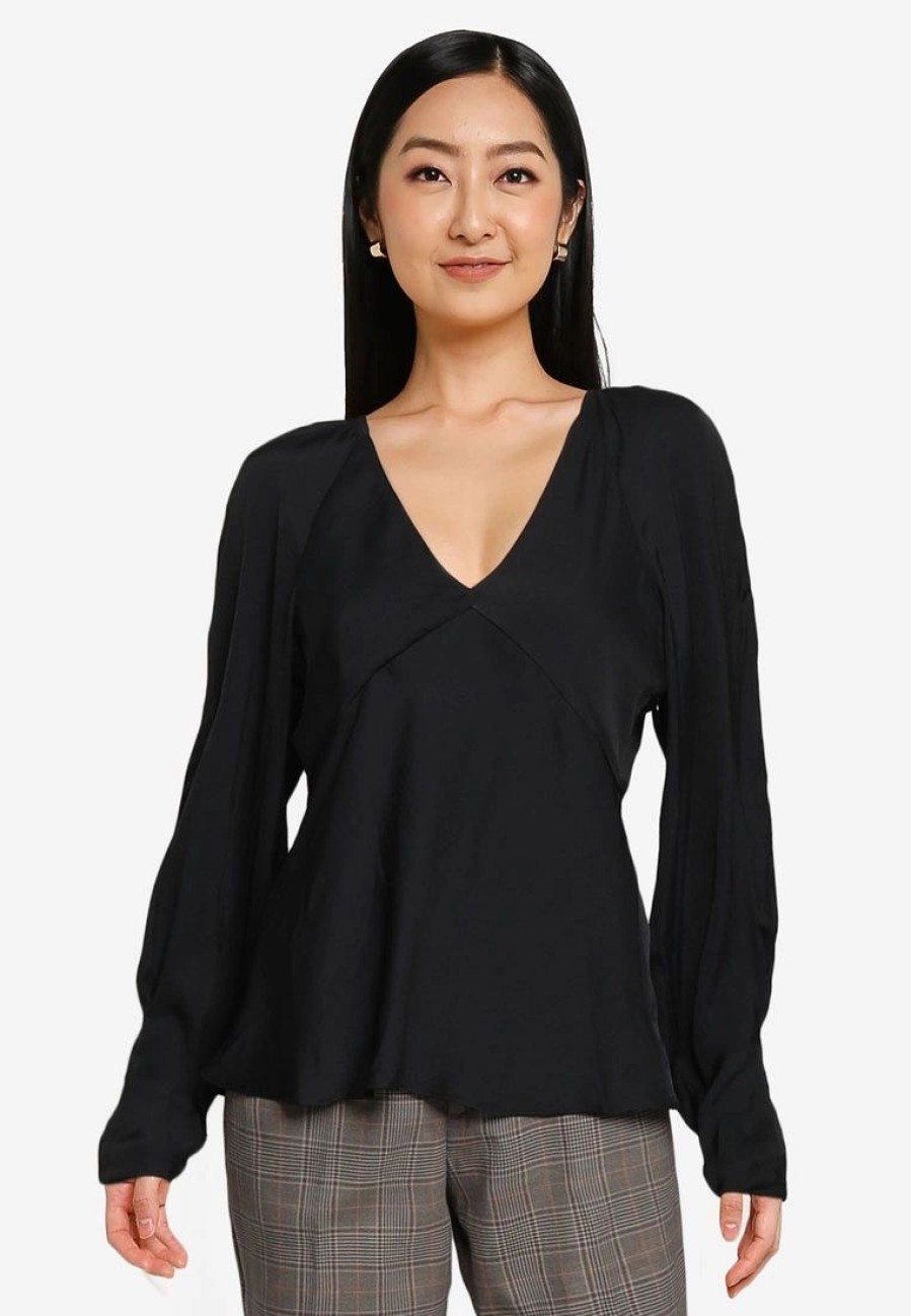 Women * | Banana Republic Long Sleeve Deep V-Neck Top