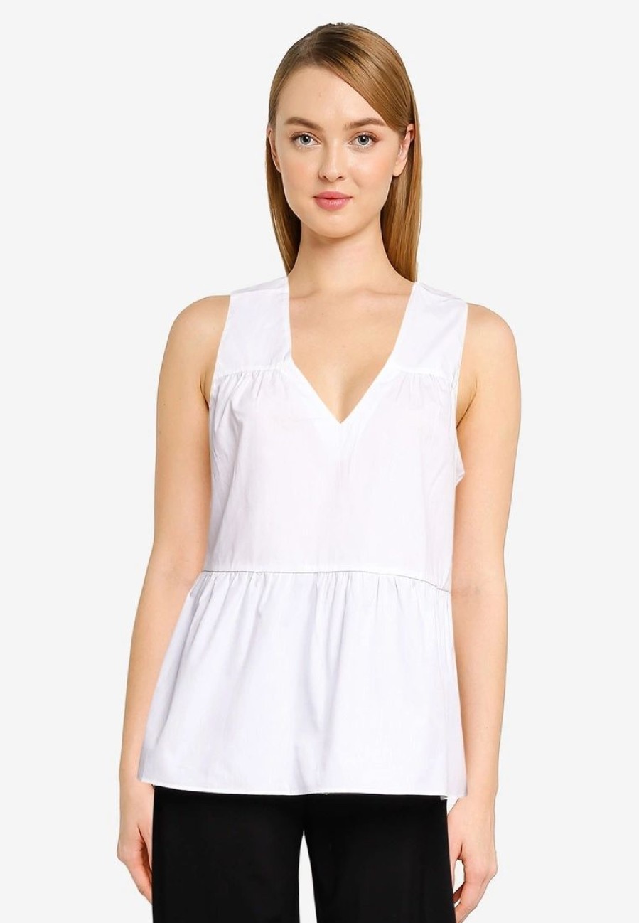 Women * | Banana Republic Tiered Poplin Top