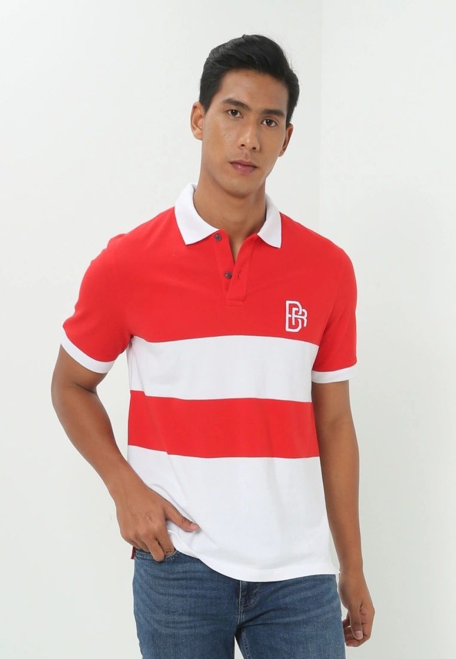 Men * | Banana Republic Engineered Stripe Pique Polo Shirt