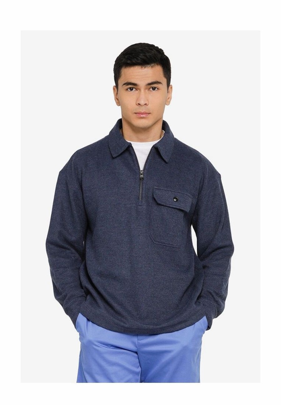 Men * | Banana Republic Brushed Waffle Half Zip Polo Sweater