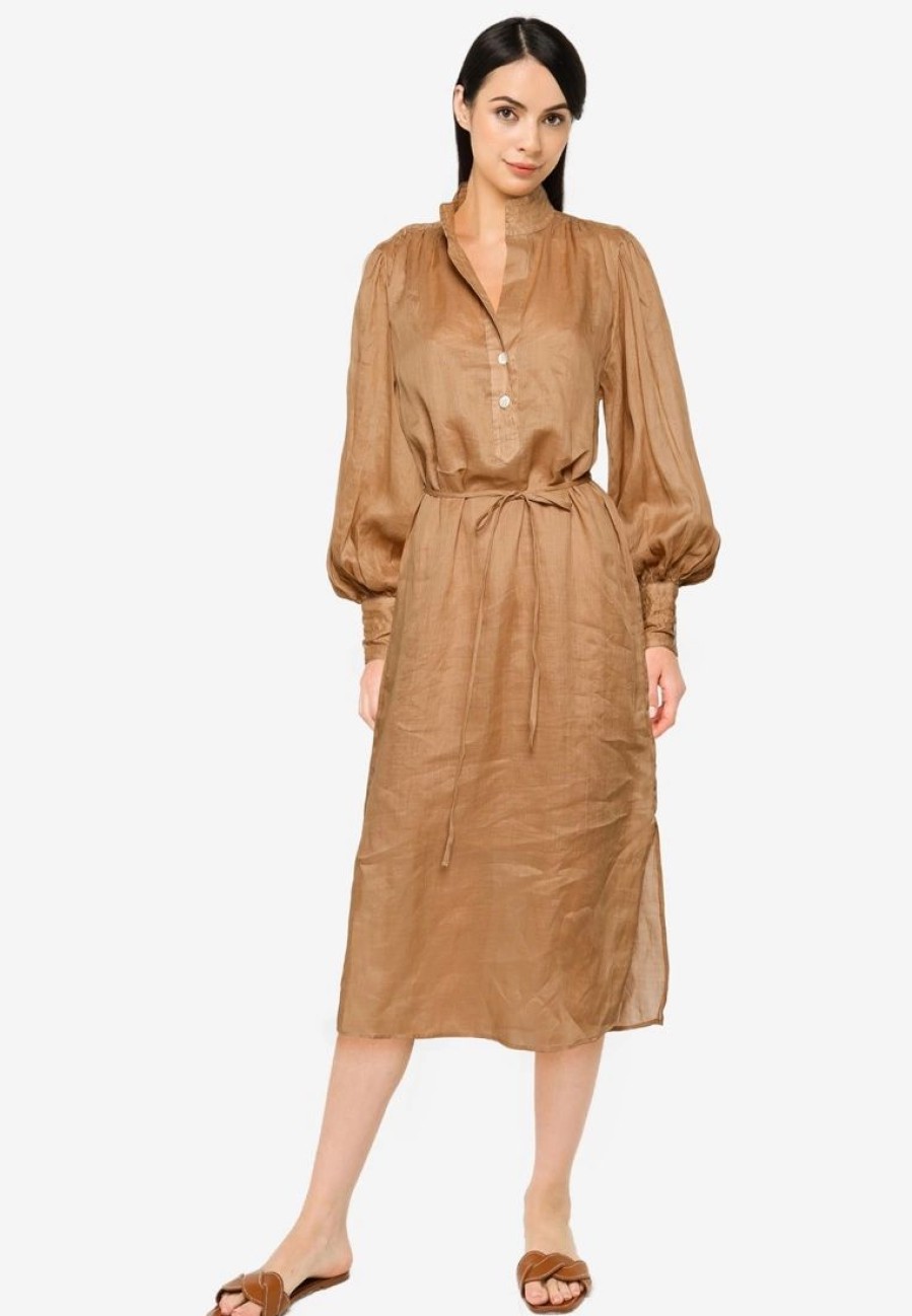 Women * | Banana Republic Long Sleeve Popover Shirt Dress