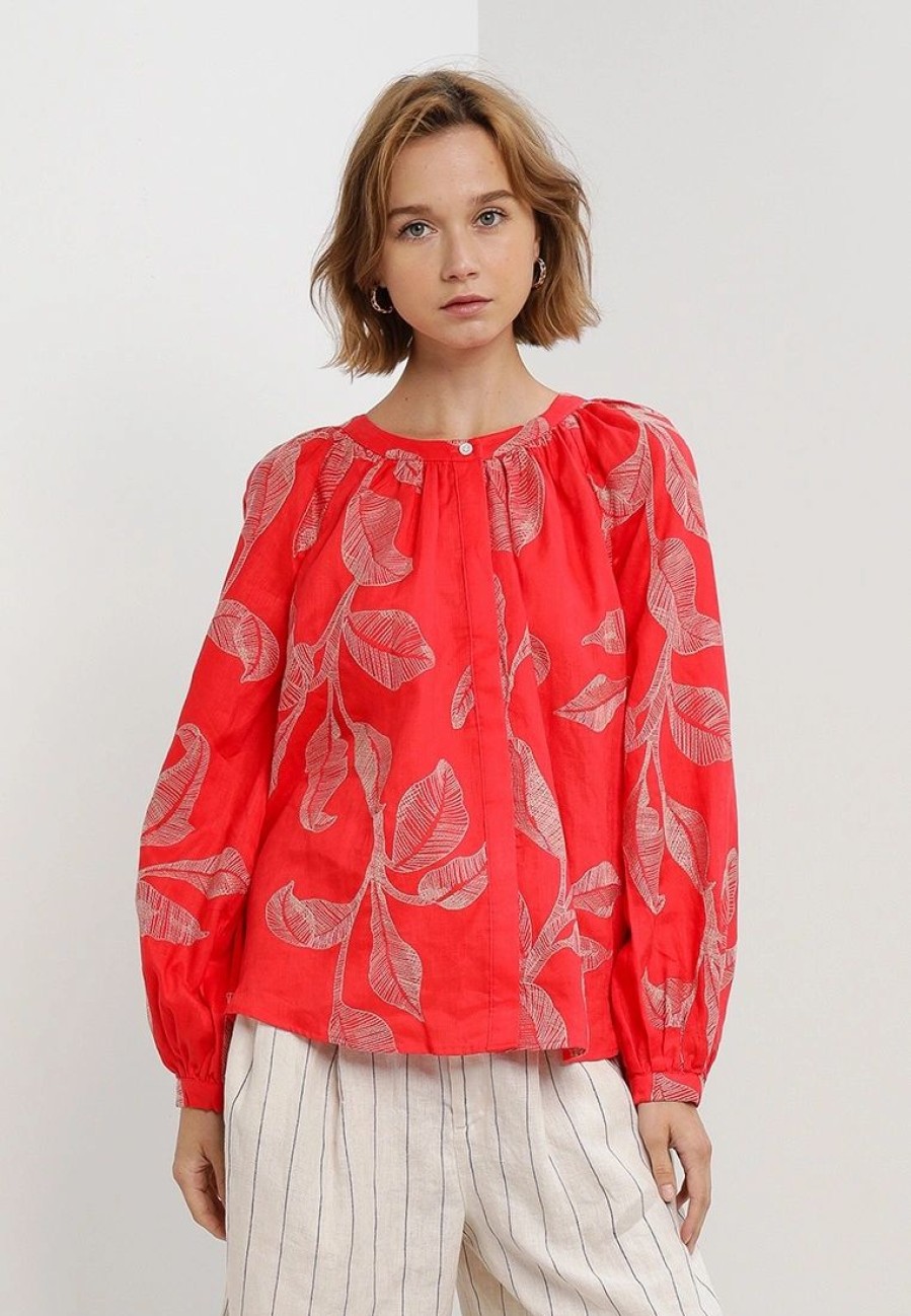 Women * | Banana Republic Ls All Over Embroidered Top