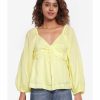 Women * | Banana Republic Ramie Long Sleeves Twist Front Top