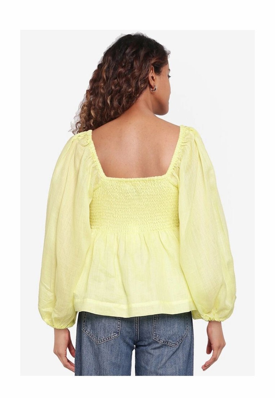 Women * | Banana Republic Ramie Long Sleeves Twist Front Top