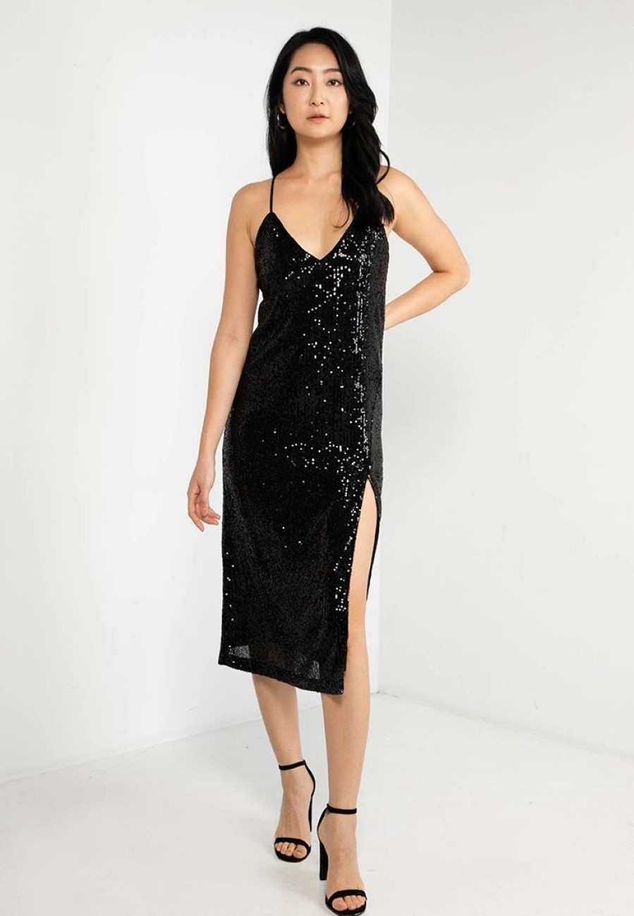 Women * | Banana Republic Sequin Slit Midi Dress