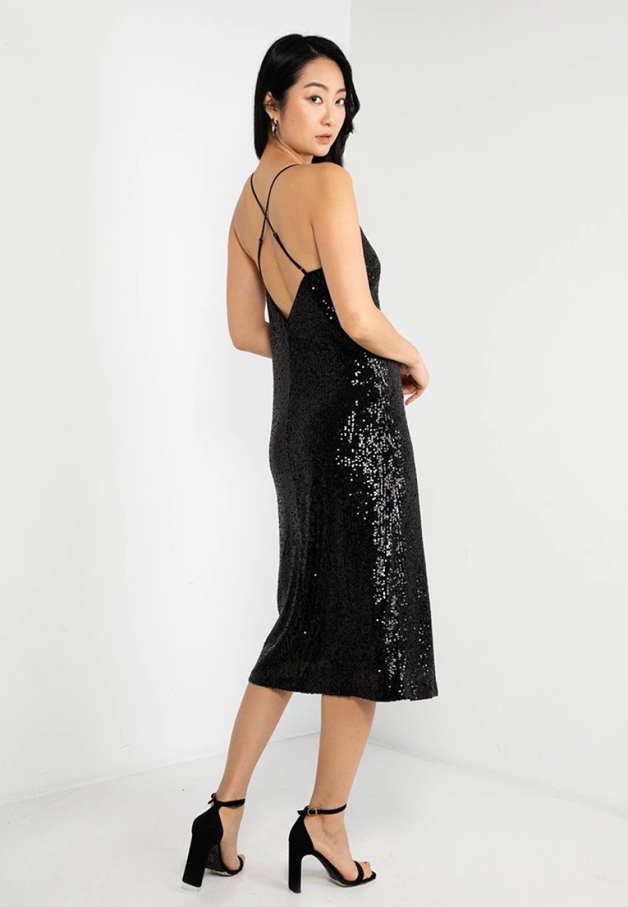 Women * | Banana Republic Sequin Slit Midi Dress