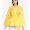 Women * | Banana Republic Ls Vol Slv Wrap Top